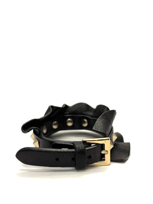 Valentino Rockstud Embellished Ruffled Leather Bracelet