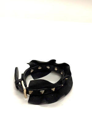 Valentino Rockstud Embellished Ruffled Leather Bracelet