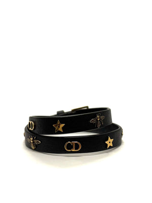 Dior Embellished Leather Wrap Bracelet