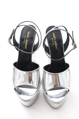 Saint Laurent 'Jodie 95' Reflective Leather Platform Sandals