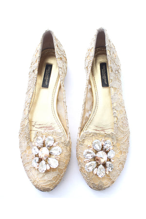Dolce & Gabbana Embellished Lace Vally Flats