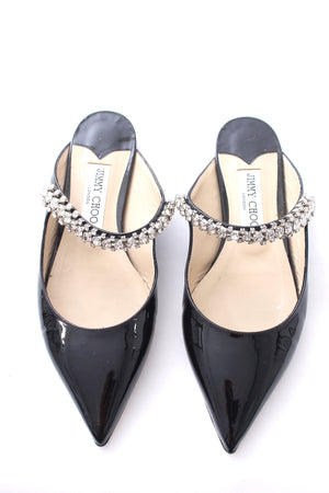 Jimmy Choo Bing Crystal Embellished Patent Leather Mules