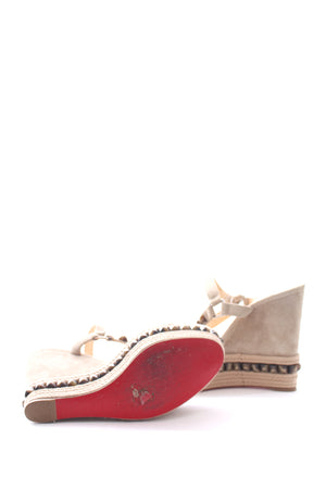 Christian Louboutin Cataclou Stud-Embellished Suede Espadrille Wedge Sandals
