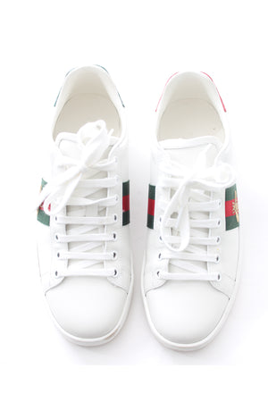 Gucci Ace Web Stripe and Bee-Embroidered Leather Sneakers