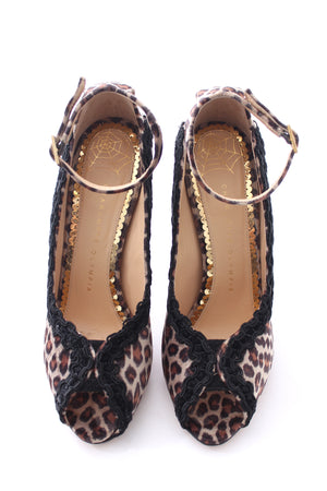 Charlotte Olympia 'Vida' Leopard-Printed Velvet Pumps