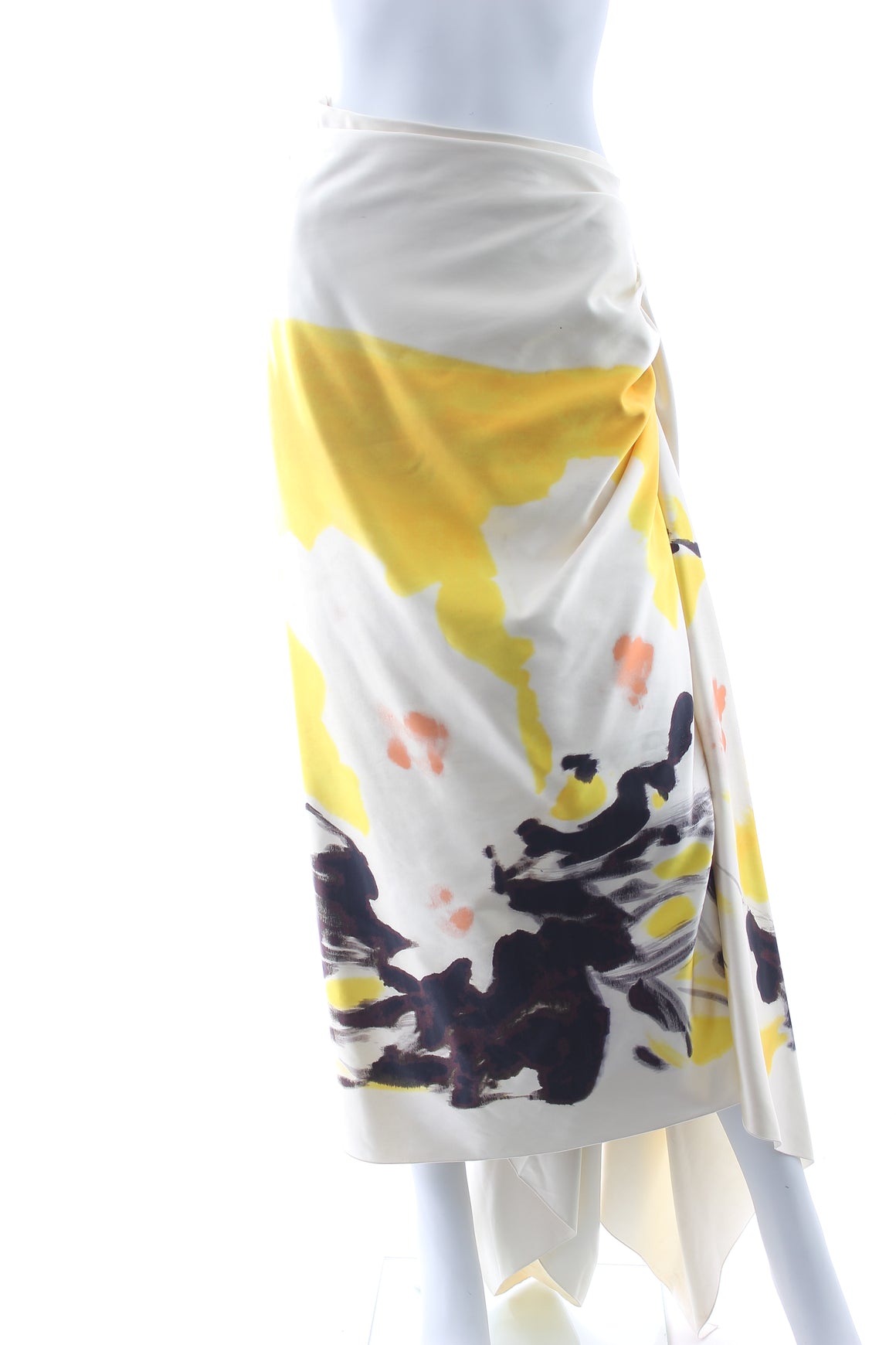 Dries Van Noten Printed Draped Satin Skirt
