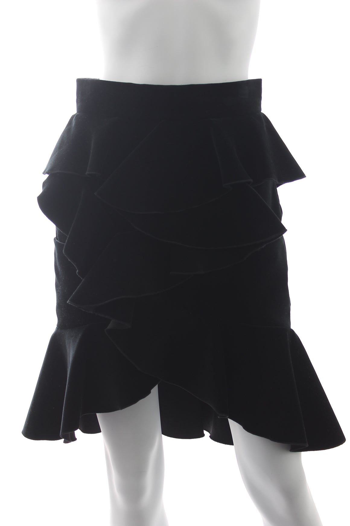 Balmain Ruffled Velvet Mini Skirt