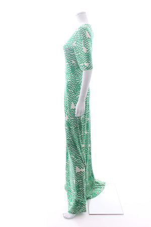 Saloni Embroidered Printed Silk-Jersey Maxi Dress