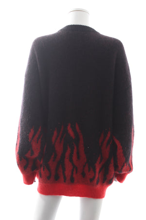Alessandra Rich Flame Embellished Mohair-Blend Jacquard Cardigan