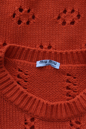 Miu Miu Short Sleeved Cashmere Cutout Sweater