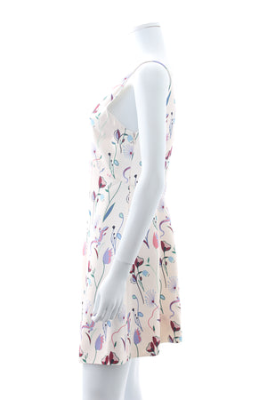Miu Miu Flower Printed Crepe Mini Dress