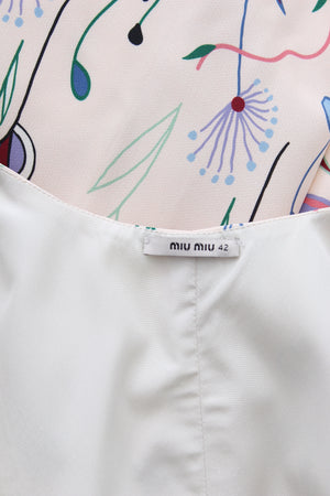 Miu Miu Flower Printed Crepe Mini Dress