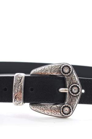Alessandra Rich Engraved Buckle Leather Belt