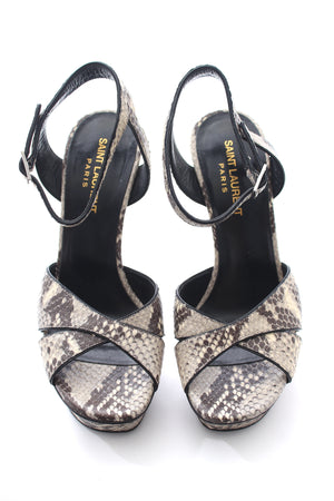 Saint Laurent Bianca Snakeskin-Effect Leather Platform Sandals