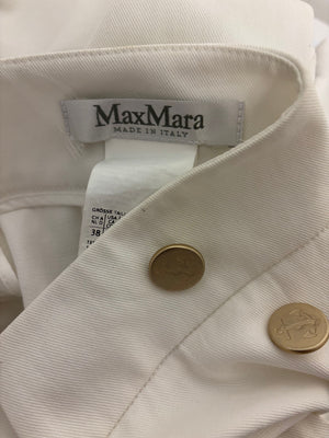 Max Mara Buttoned Cotton-Twill Wide-Leg Trousers