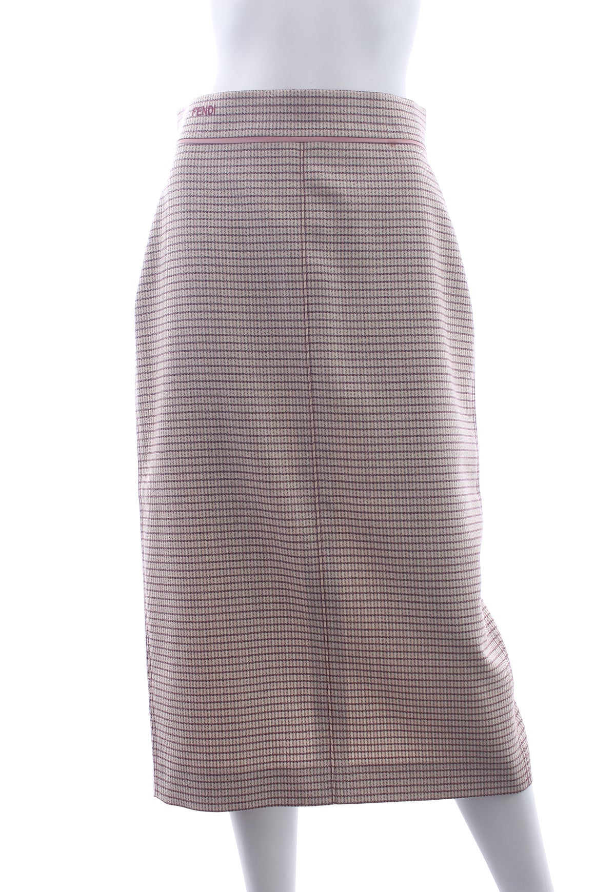 Fendi Micro Check Wool Midi Skirt