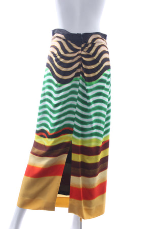 Dries Van Noten x Len Lye Stripe Printed Midi Skirt