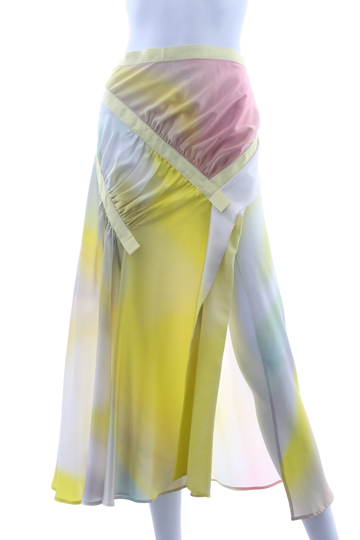 Christopher Esber Ruched Grosgrain-Trimmed Silk-Satin Midi Skirt