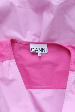 Ganni Two-Tone Cotton Midi Dress