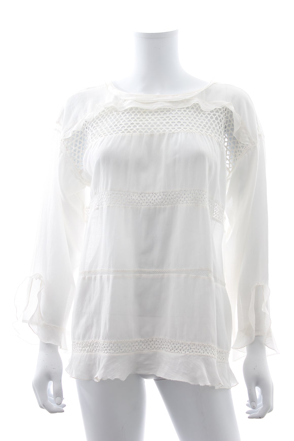 Isabel Marant Etoile 'Cadix' Crochet-Panelled Cotton-Blend Top