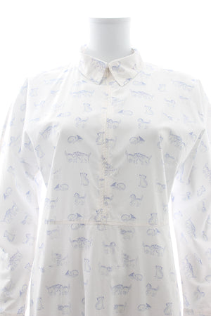 Ganni Cat Print Cotton Shirtdress