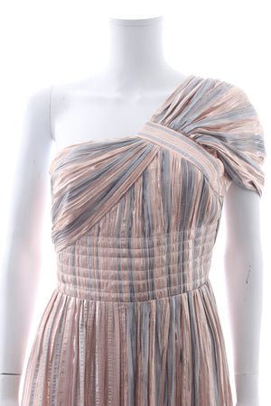 Peter Pilotto One-Shoulder Silk-Blend Lamé Gown