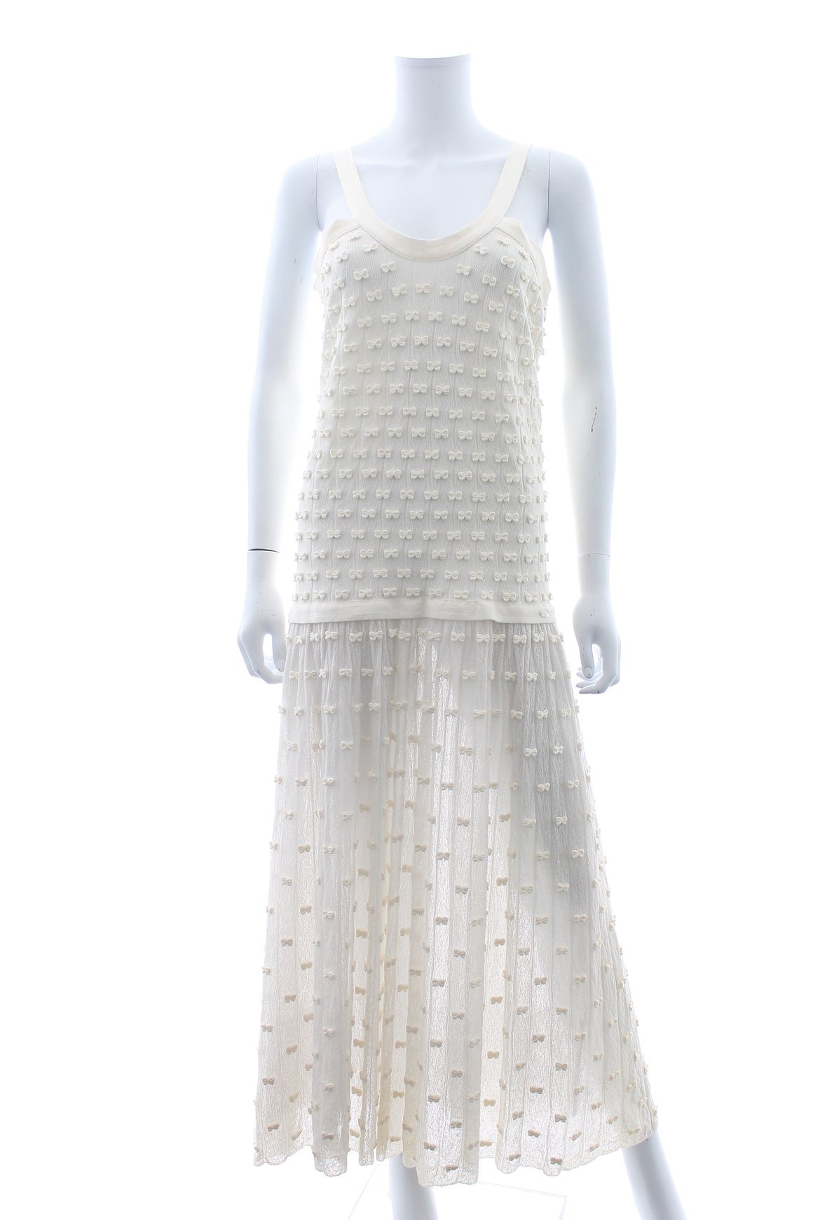 Chanel Bow Embellished Cotton-Blend Sleeveless Dress - Spring 2014 Runway Collection