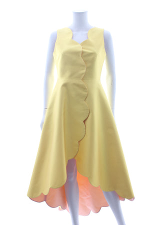 Huishan Zhang 'Banu' Reversible Scallop-Edged Wool and Silk-Blend Dress
