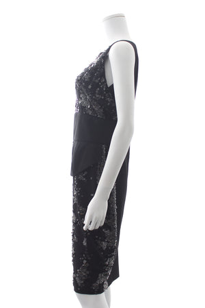 Elie Saab Sequin Embellished Crepe Sleeveless Dress