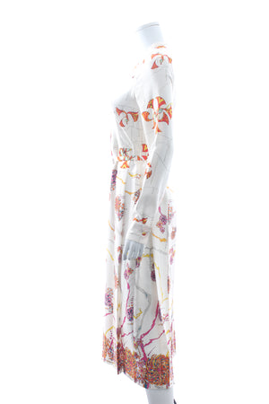 Gabriela Hearst Belted Silk Printed Pleated Midi Dress