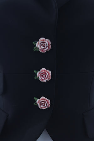 Dolce & Gabbana Rose-Embellished Cropped Wool Jacket