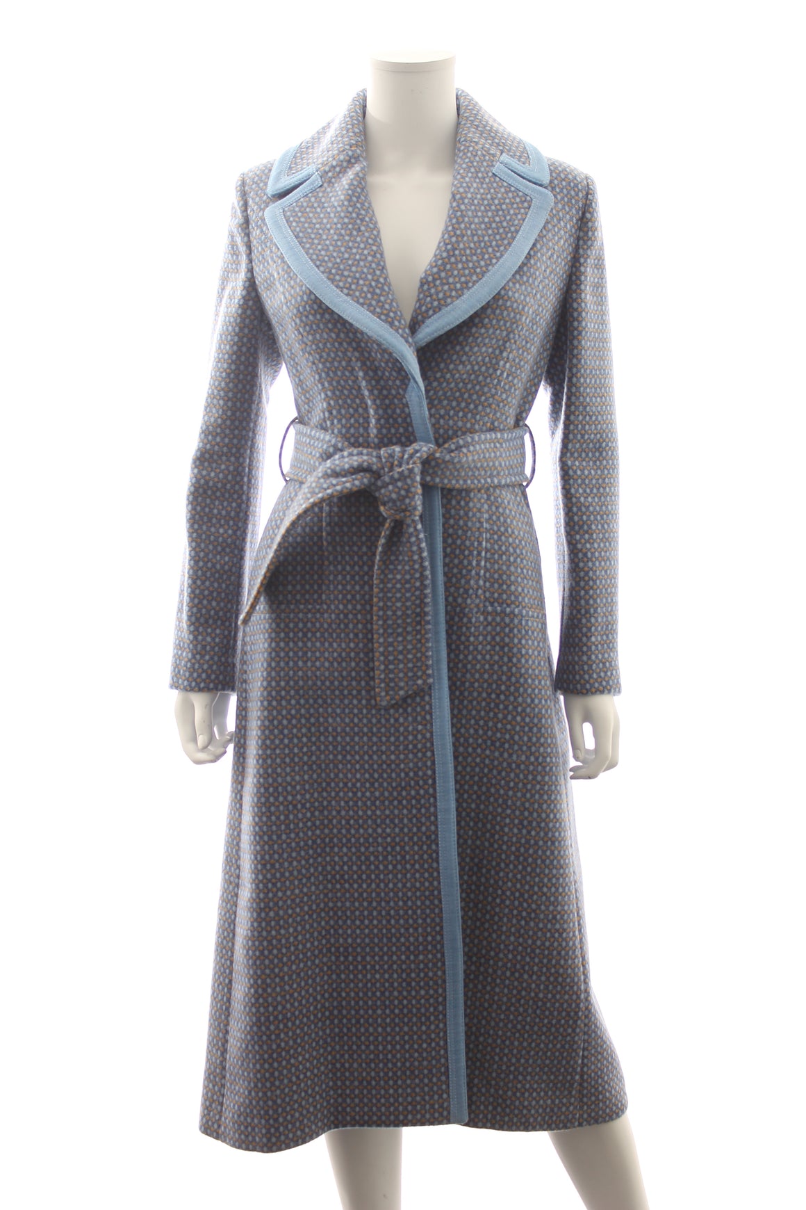 Fendi Wool-Blend Jacquard Belted Single-Breasted Coat