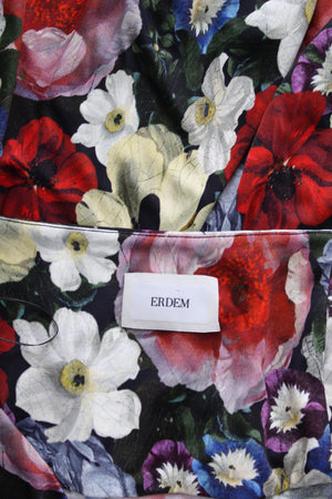 Erdem 'Elvin' Floral Printed Satin-Jersey Skirt