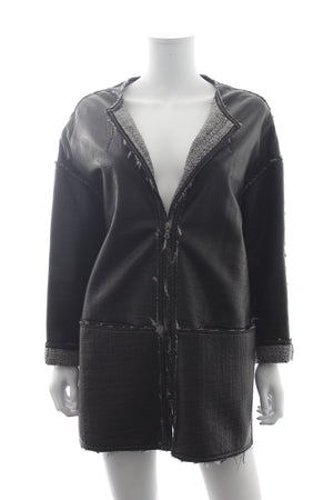 Sylvie Schimmel Leather and Bouclé-Knit Jacket
