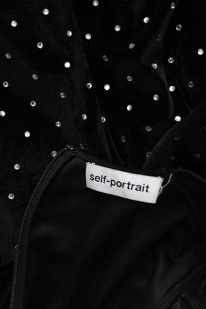Self-Portrait Crystal-Embellished Velvet Mini Dress