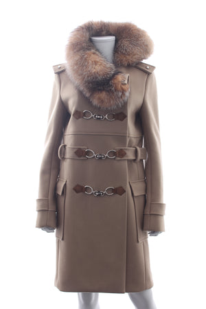 Balenciaga Fox Fur-Trimmed Wool Coat - Runway Collection