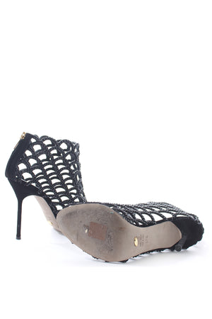 Sergio Rossi Crystal Embellished Caged Open Toe Boots