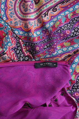 Etro Ruffled Paisley Printed Silk Midi Dress