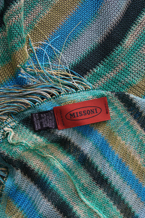 Missoni Striped Crochet-Knit Fringed Poncho