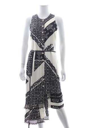 Altuzarra Buttoned Printed Silk Asymmetric Midi Dress