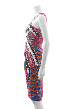 Peter Pilotto Digital Print Silk-Blend Peplum Waist Dress