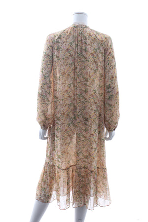 Celine Folk Silk-Crepon Watercolour Printed Midi Dress - Current Season