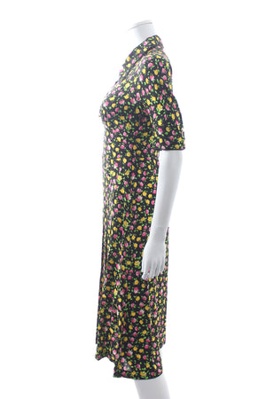 Alessandra Rich Floral Printed Silk Midi Dress