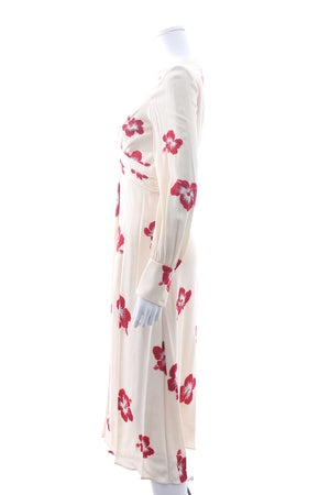 Saint Laurent Floral Printed Crossover Crepe Midi Dress