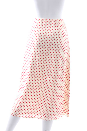 Miu Miu Polka Dot Printed Silk Midi Skirt