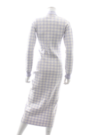 Alessandra Rich Gingham Cotton-Blend Knitted Midi Dress