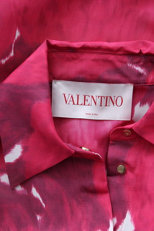 Valentino Rose Moiré Faille Pea Coat - Current Season