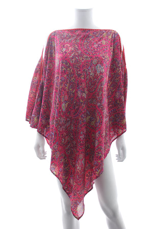 Etro Embroidered Silk-Blend Triangle Printed Poncho