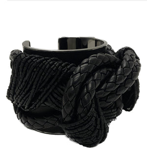 Tom Ford Beaded and Leather Braided Cuff Bracelet