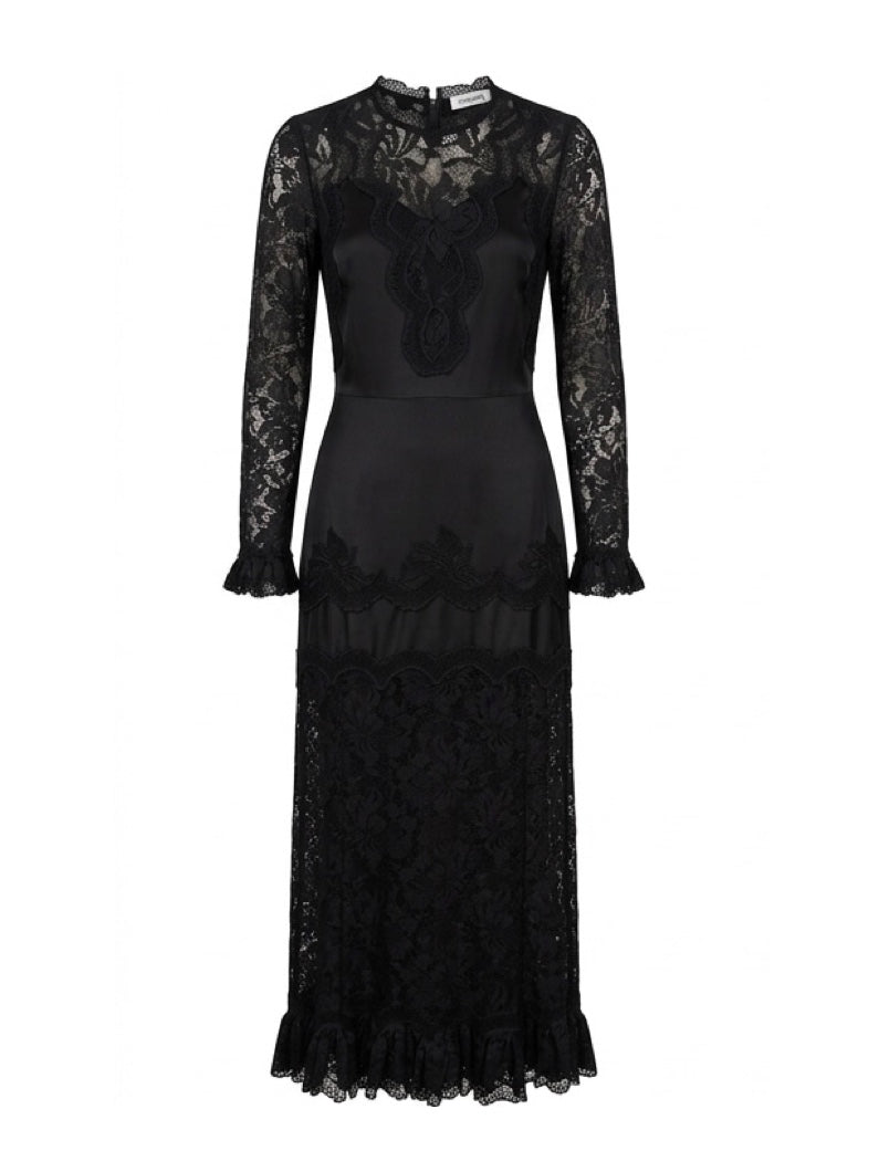 Rabanne Lace-Trimmed Satin Maxi Dress